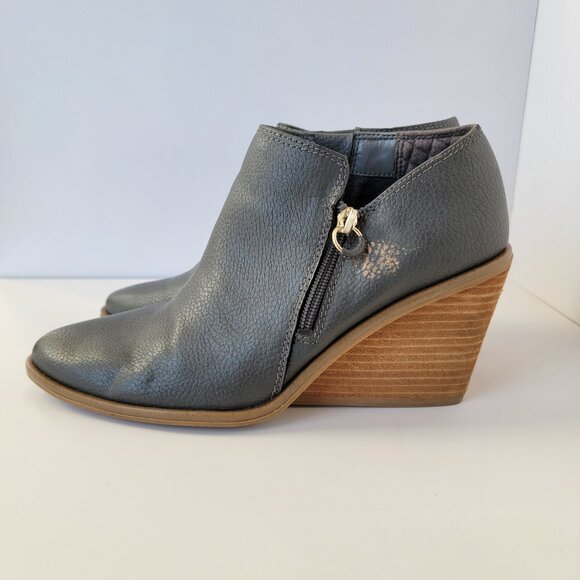 Dr. Scholl's Melody Faux Leather Gray Heeled Ankle Boots, Wedge Block Size 9.5 - Picture 6 of 13